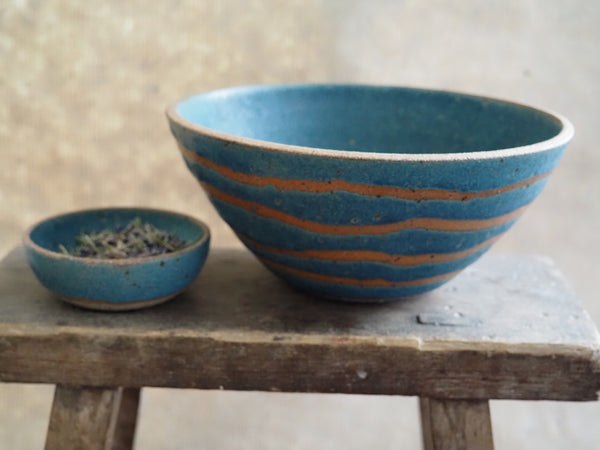 Large bowl - Teal with stripes