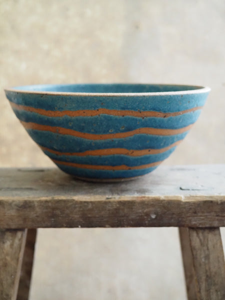Large bowl - Teal with stripes