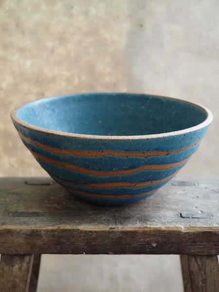 Large bowl - Teal with stripes
