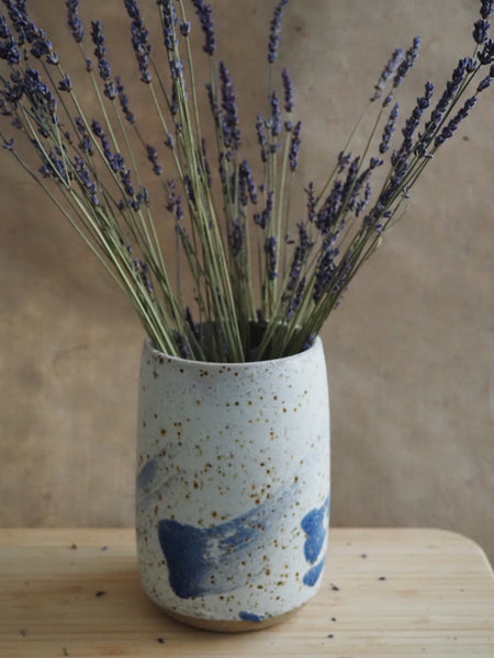 Large vase - blue swooshes