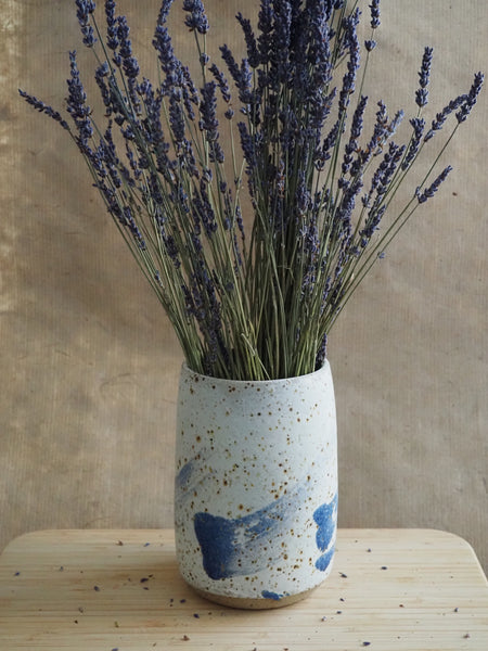 Large vase - blue swooshes