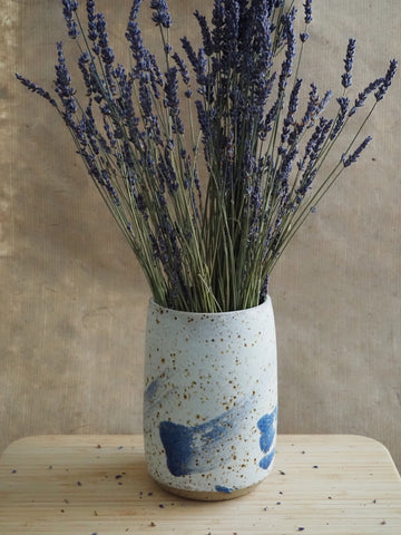 Large vase - blue swooshes