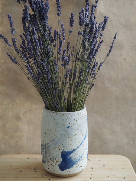 Large vase - blue swooshes