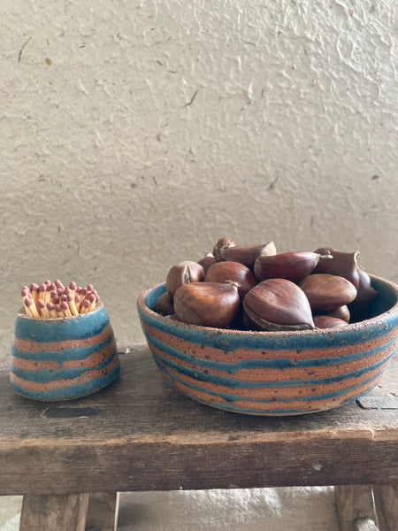 Tapas dish - teal stripes