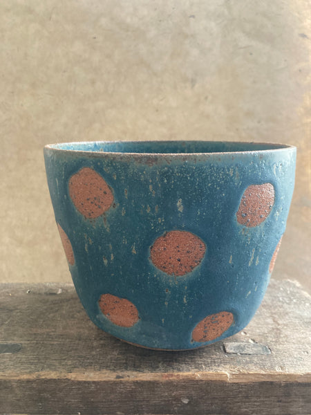 Large planter - Teal spotty dotties