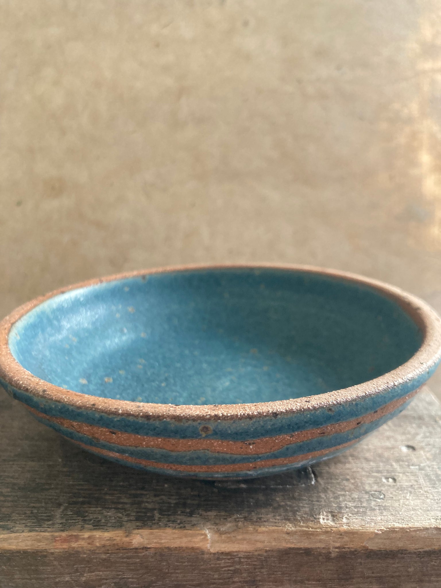 Tapas dish - teal stripes