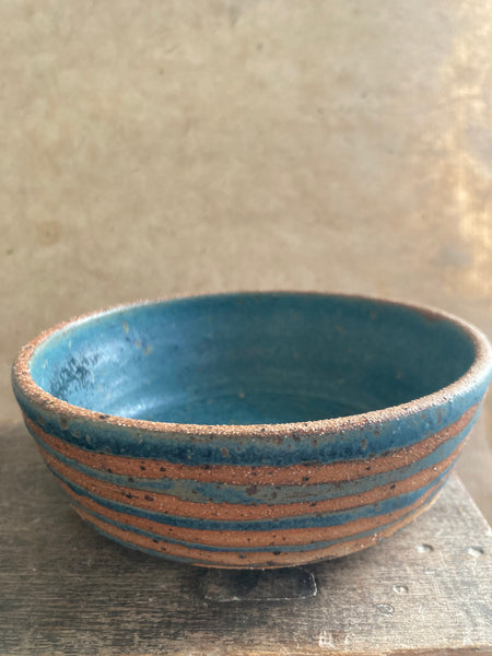 Tapas dish - teal stripes