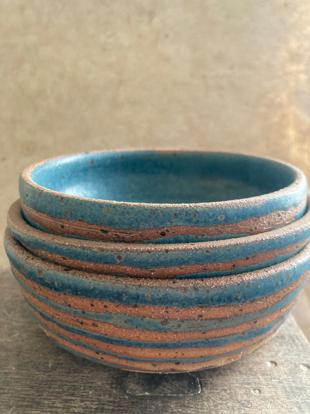 Tapas dish - teal stripes