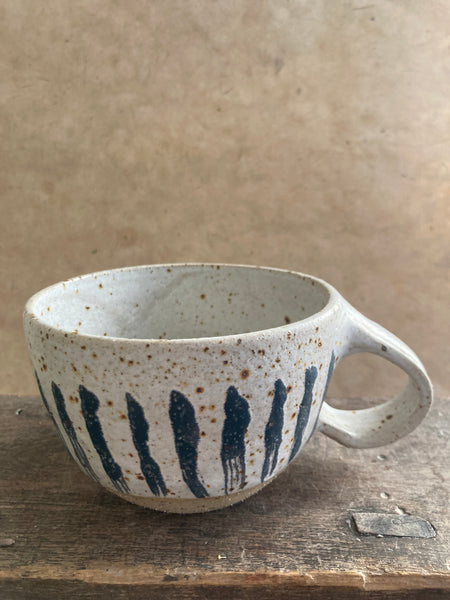 Mug - White and Charcoal stripes