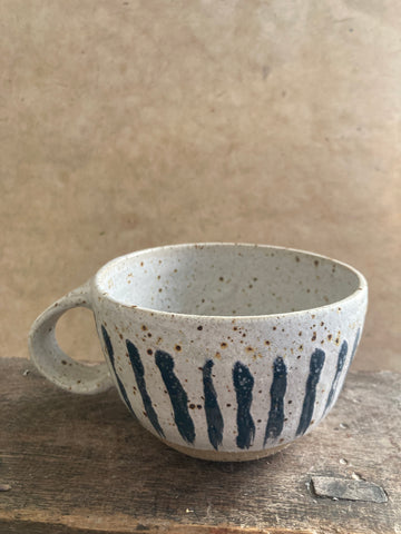Mug - White and Charcoal stripes