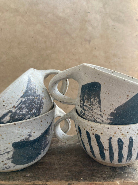Mug - White and Charcoal stripes