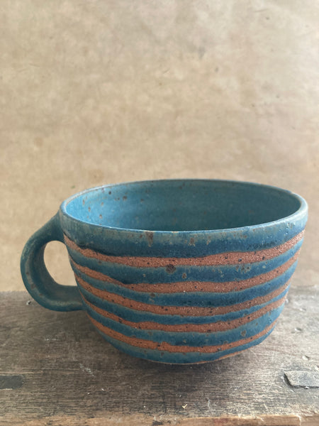 Large Mug - Teal with stripes