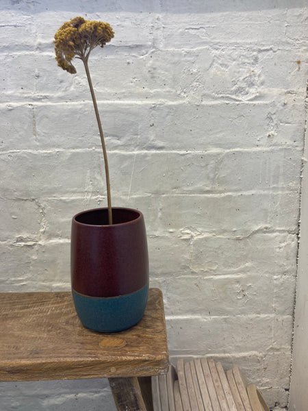 Large vase - teal and tenmoku