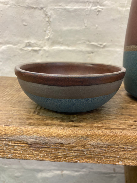 Small bowl - teal and tenmoku