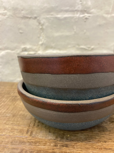 Small bowl - teal and tenmoku