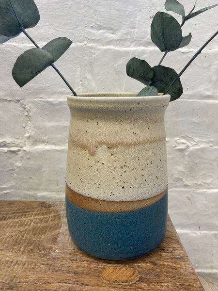Large vase - cream and teal