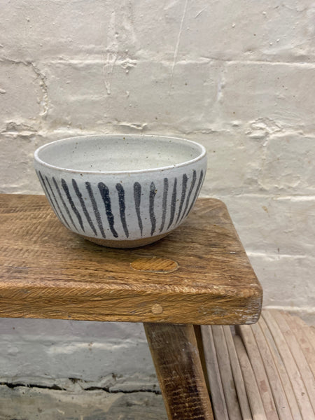 Medium bowl - charcoal stripes