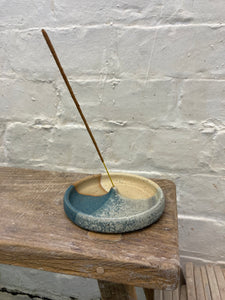 Incense holder - teal and cream