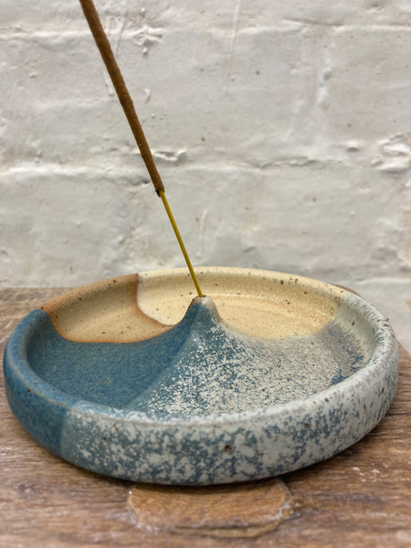Incense holder - teal and cream