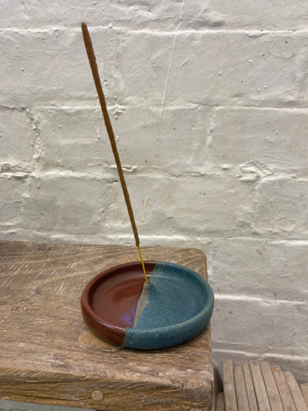 Incense holder - teal and tenmoku