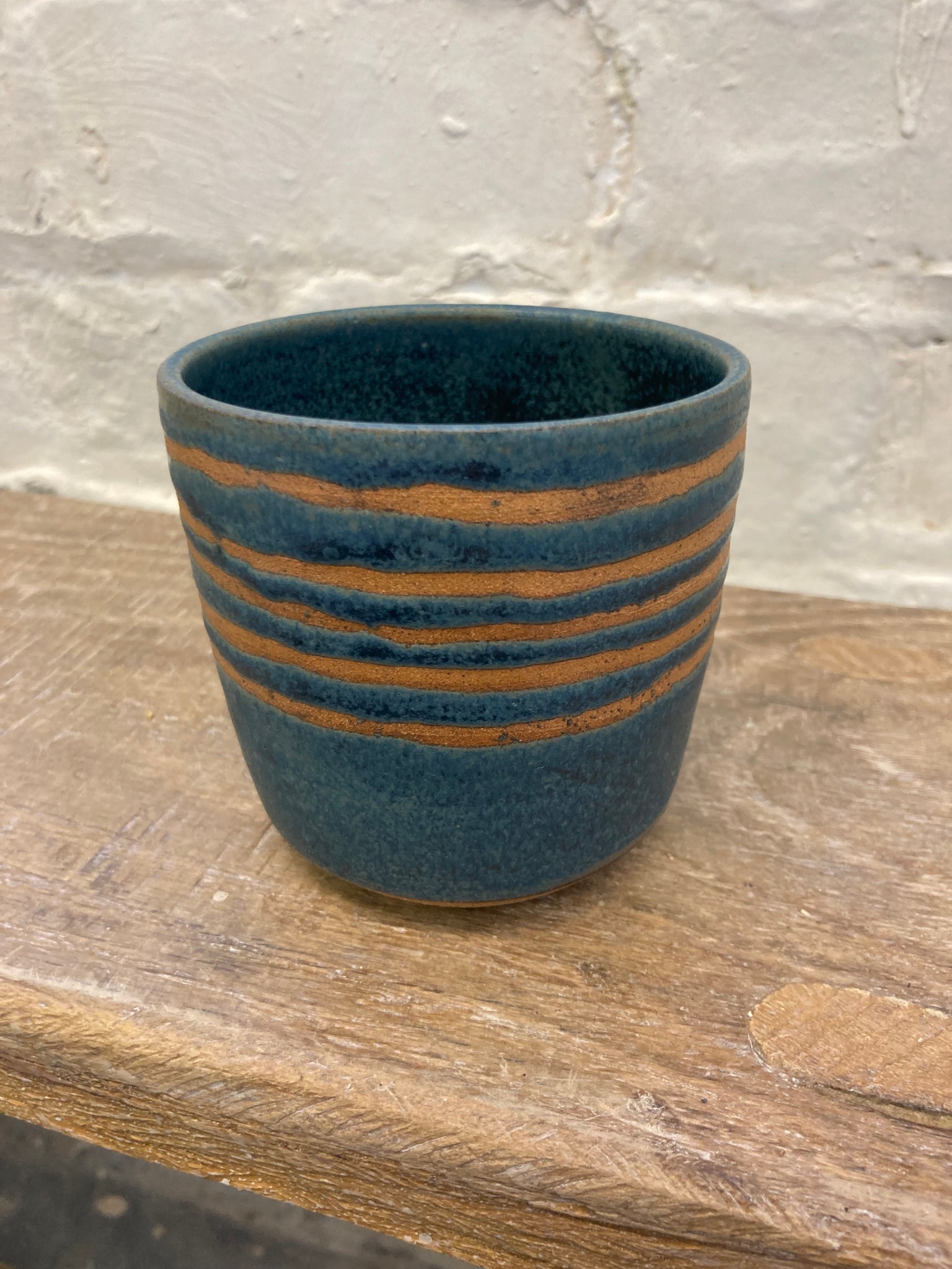 Cup - teal with stripes
