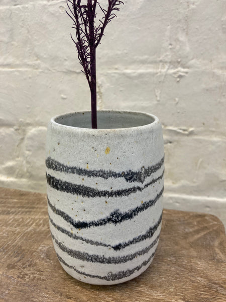 Medium vase- charcoal stripes