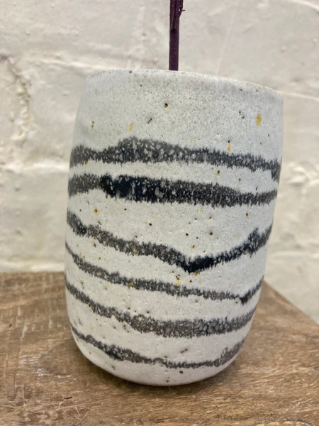 Medium vase- charcoal stripes