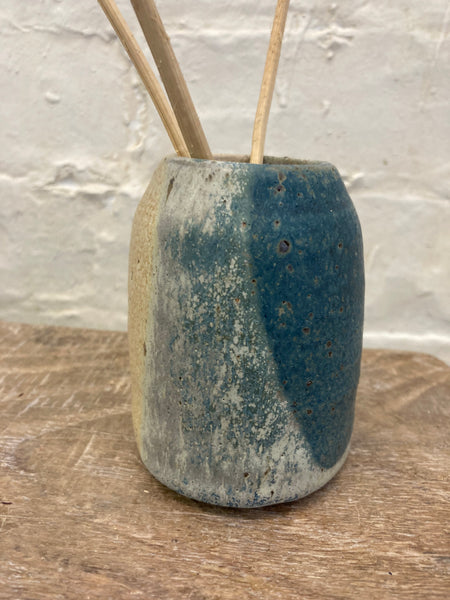 Small vase - teal and cream