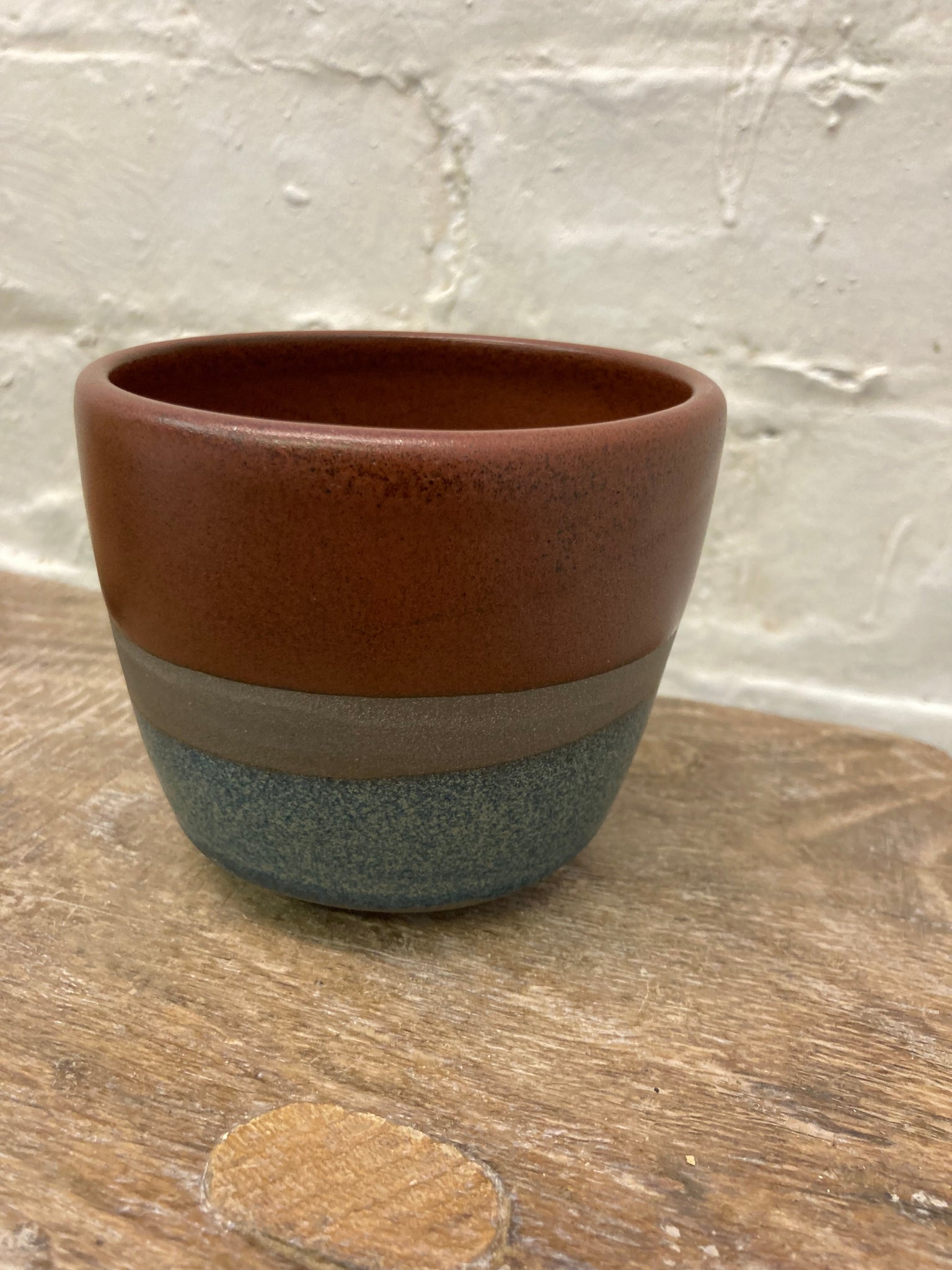 Cup (small) - teal and tenmoku