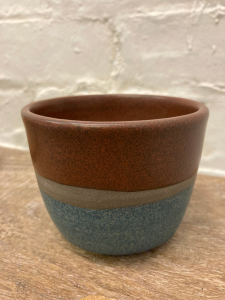 Cup (small) - teal and tenmoku