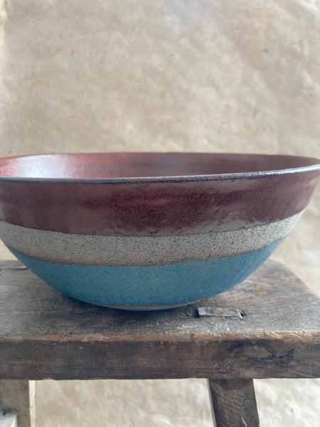 Large bowl - Teal and Tenmoku