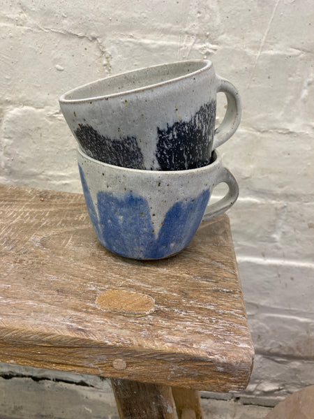 Mug - white with blue stripes