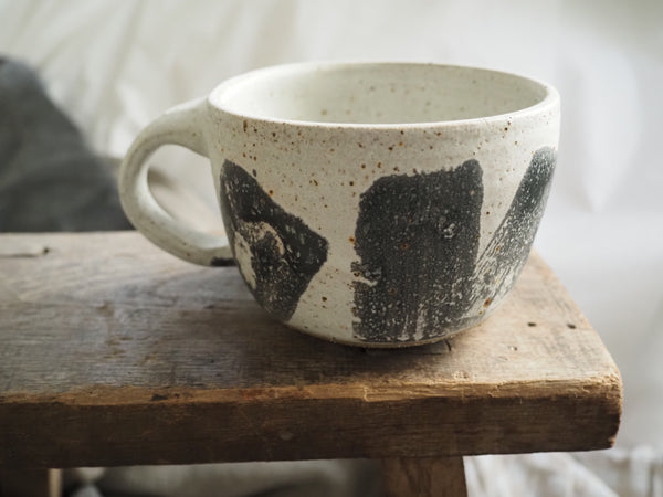 Mug- White and Charcoal stripes