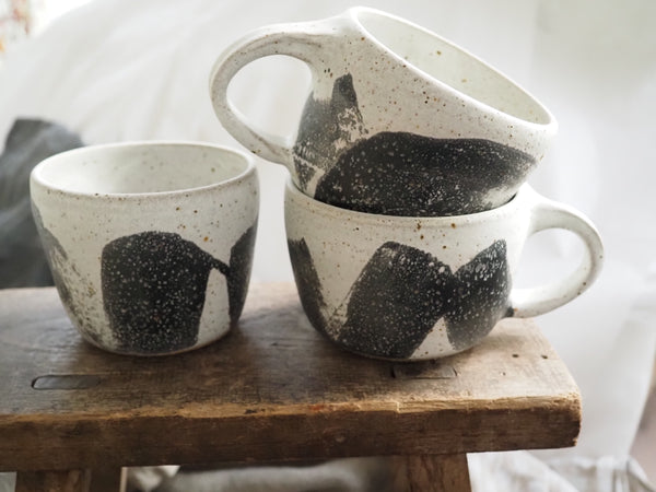 Mug- White and Charcoal stripes