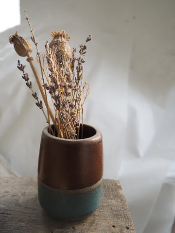 Bud vase - teal and tenmoku