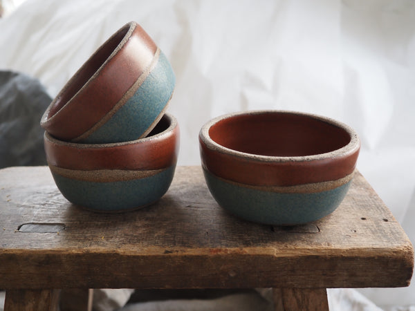 Small bowl - Teal and Tenmoku