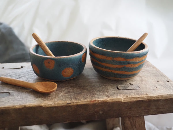 Salt pot - Teal Spotty Dotty