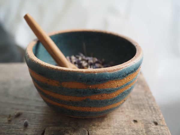 Salt pot - Teal stripes