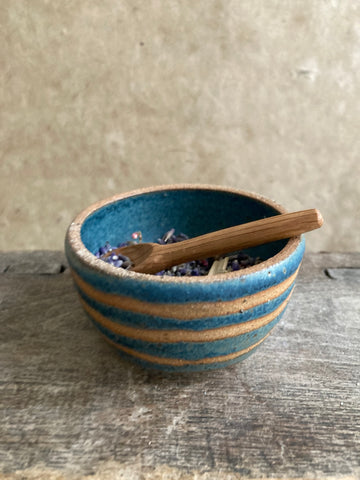 Salt pot - Teal stripes