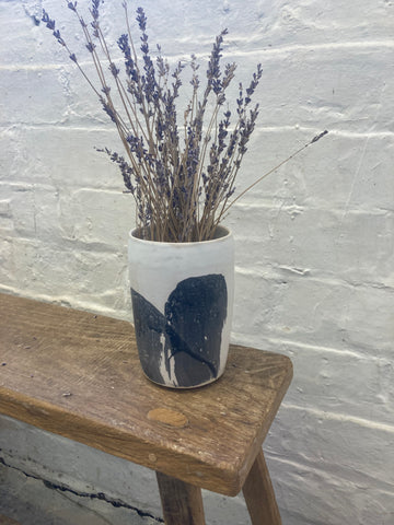 Large vase - white with charcoal stripes