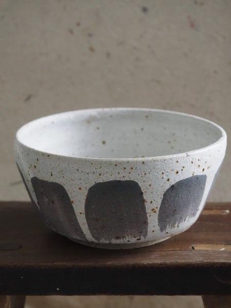Medium bowl - white and charcoal