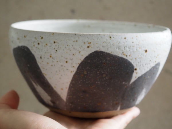 Medium bowl - white and charcoal
