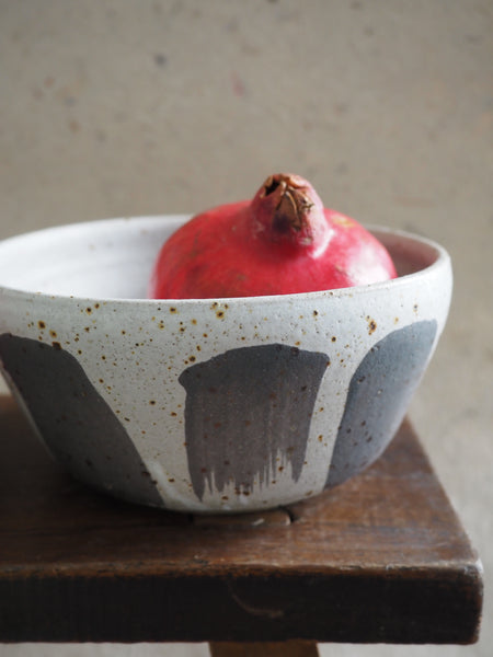 Medium bowl - white and charcoal